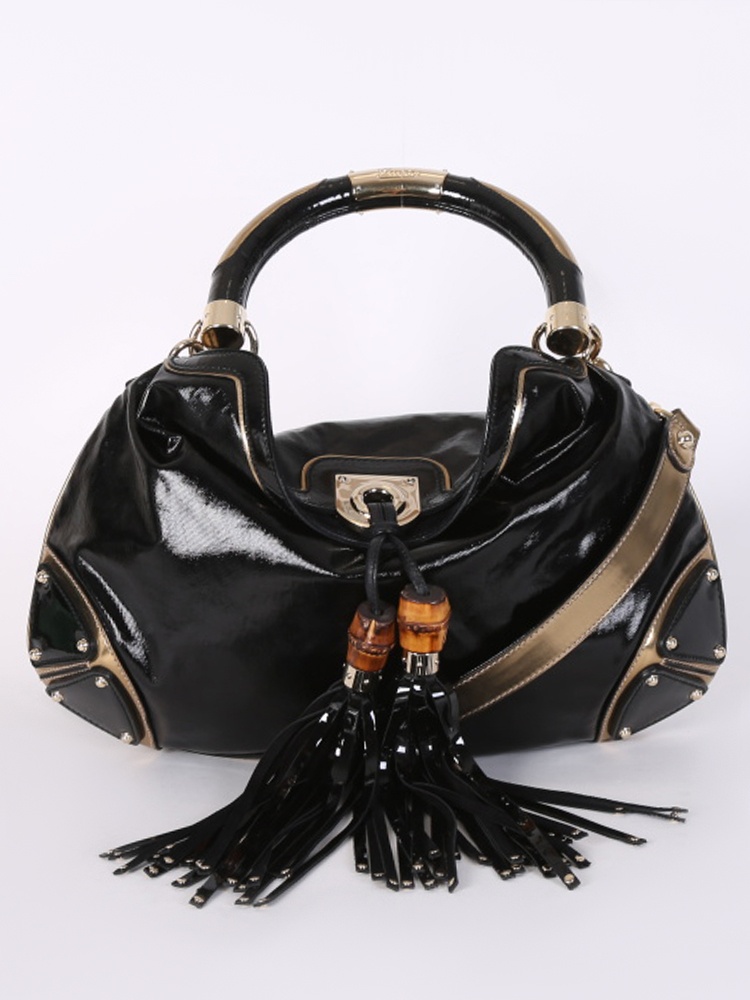 Gucci Indy Small Patent Leather Bag Black www.luxurybags