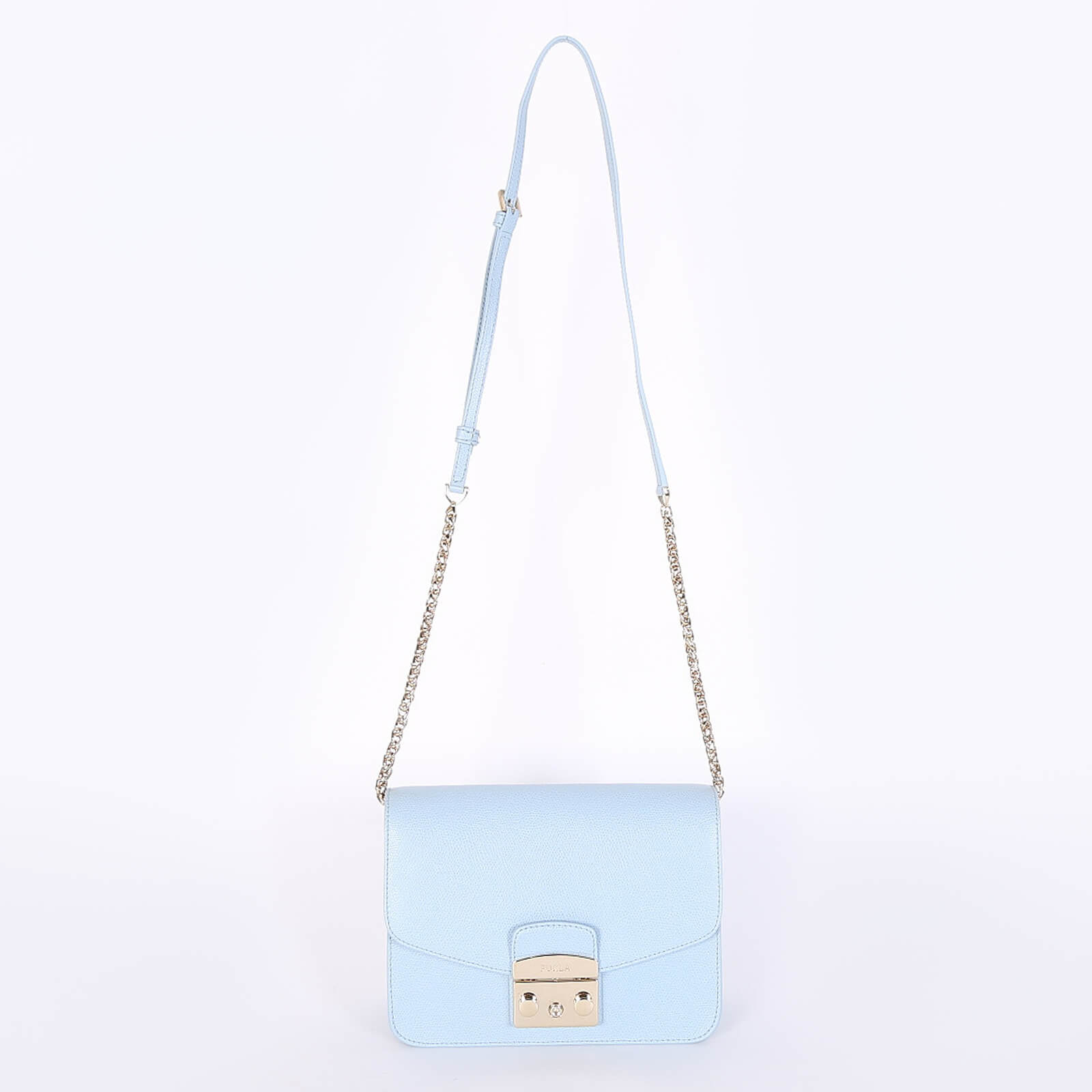 Furla Metropolis S Textured Leather Crossbody Baby Blue www.luxurybags