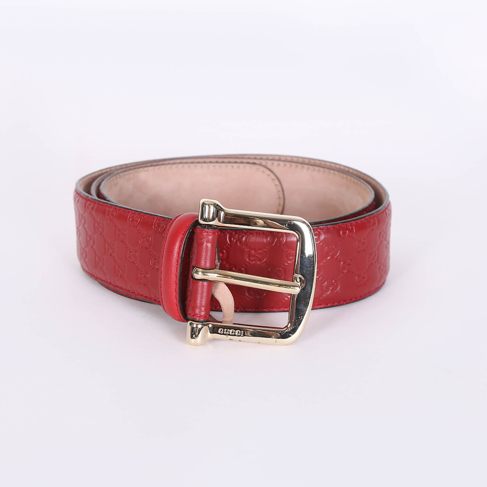 red gucci leather belt