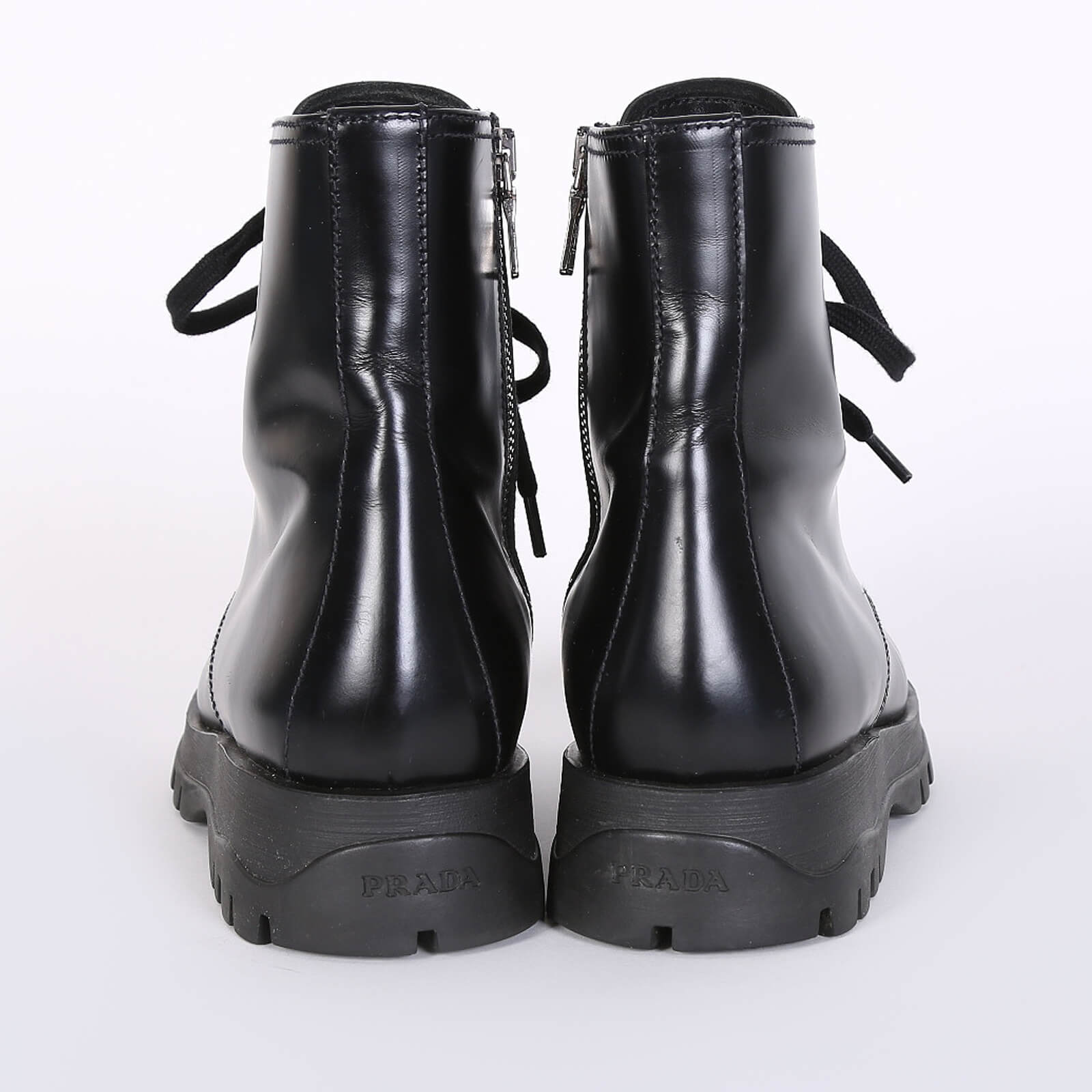 Laced leather booties on sale prada