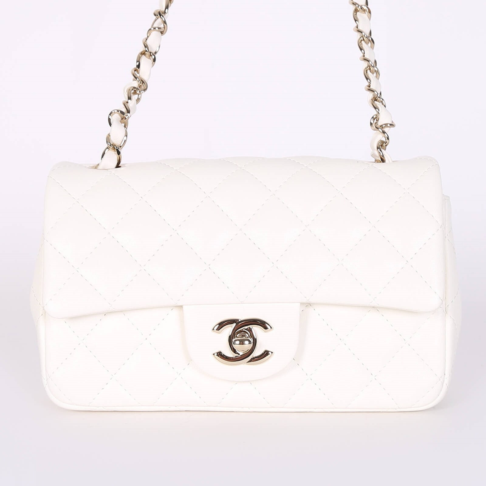 Chanel Mini Classic Single Flap Bag Lambskin White www.luxurybags