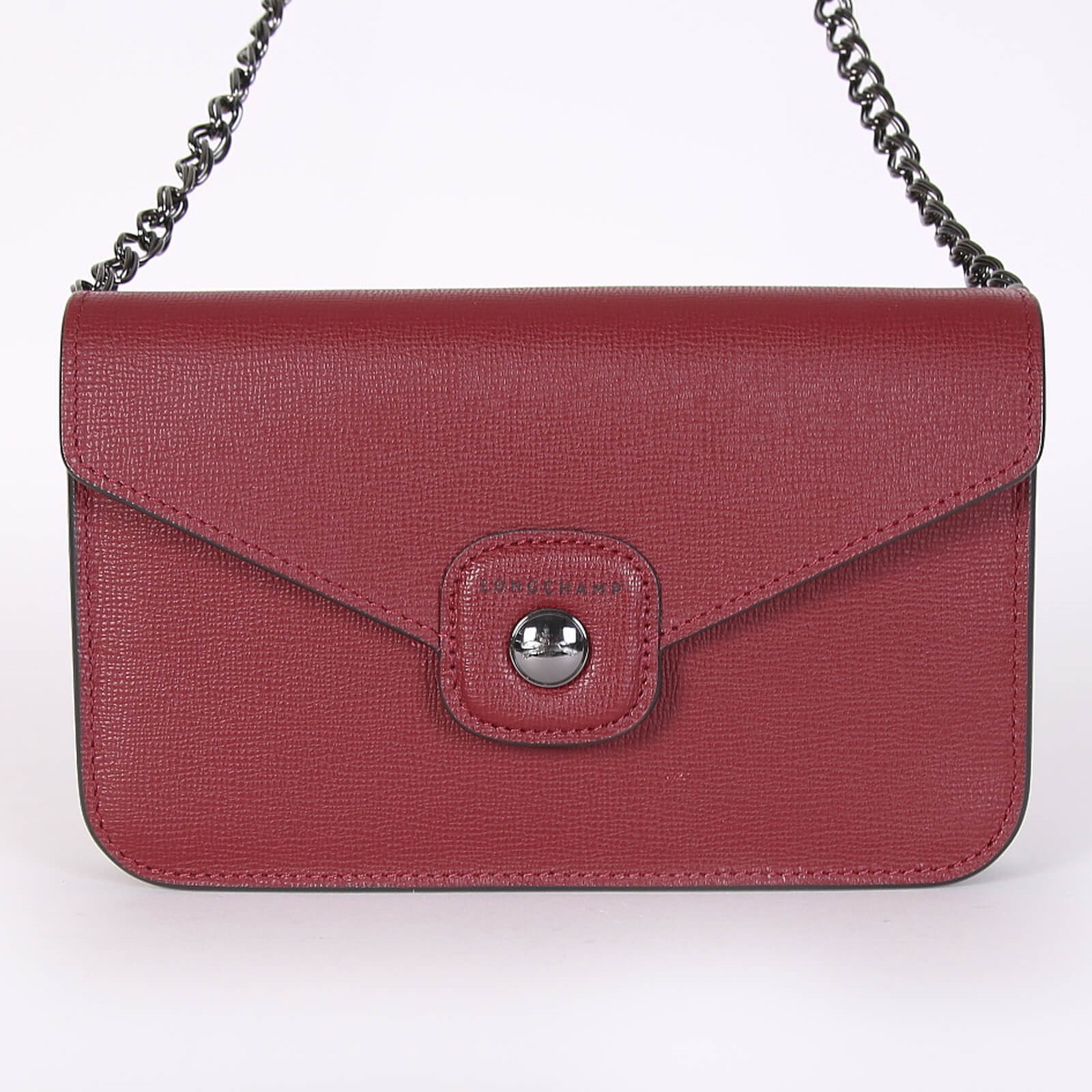 Longchamp Mademoiselle Leather Wallet on Chain Burgundy www.luxurybags