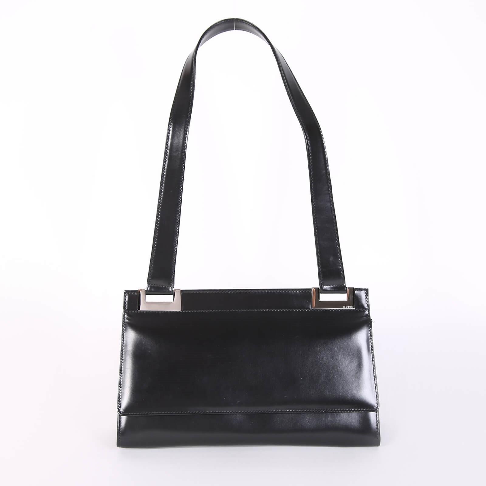 Gucci Vintage Polish Leather Shoulder Bag Black www.luxurybags