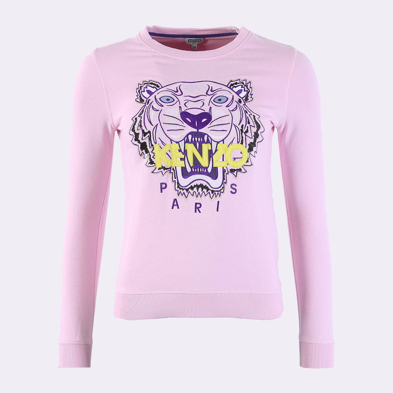 Kenzo Tiger Embroidered Cotton Sweatshirt Light Pink XS www.luxurybags