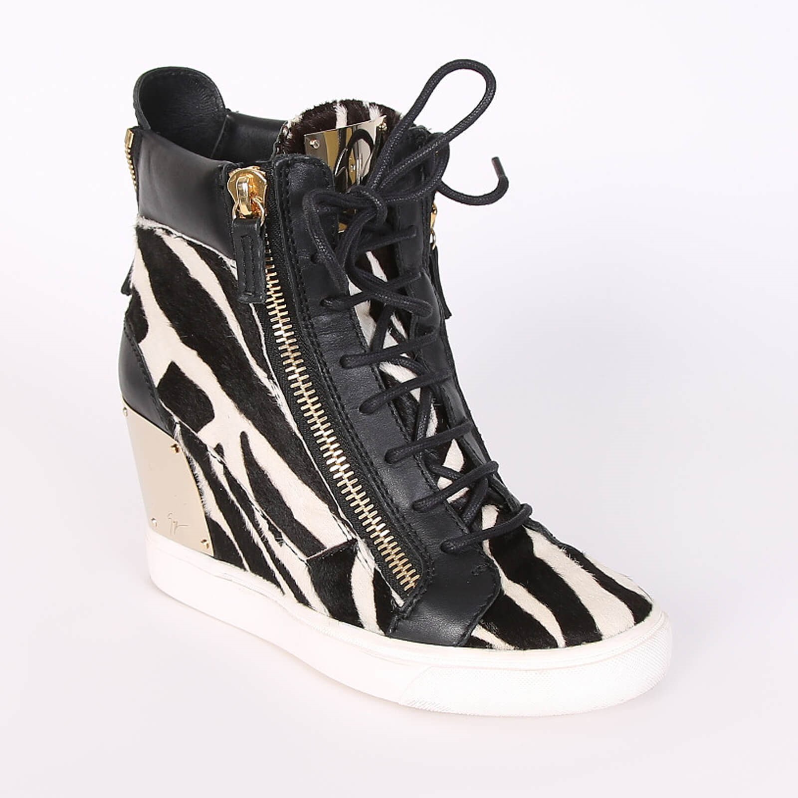 Black and white wedge sneakers on sale