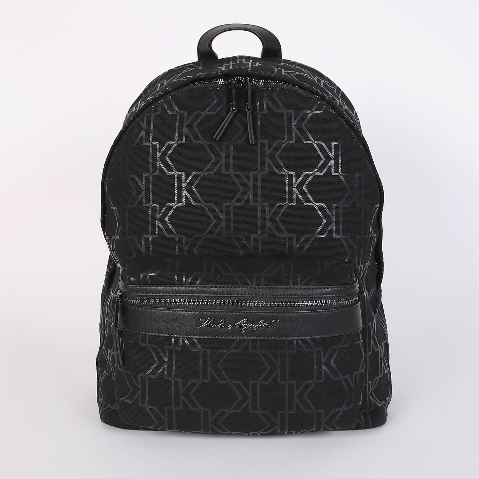 Karl Lagerfeld K Monogram Canvas Backpack Black www.luxurybags