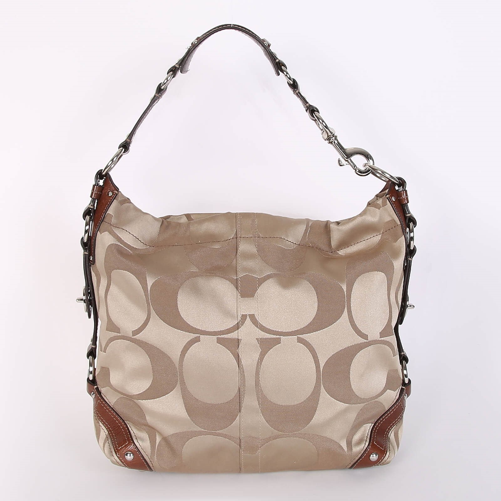 Coach Carly Signature Canvas Leather Hobo Bag Beige www.luxurybags