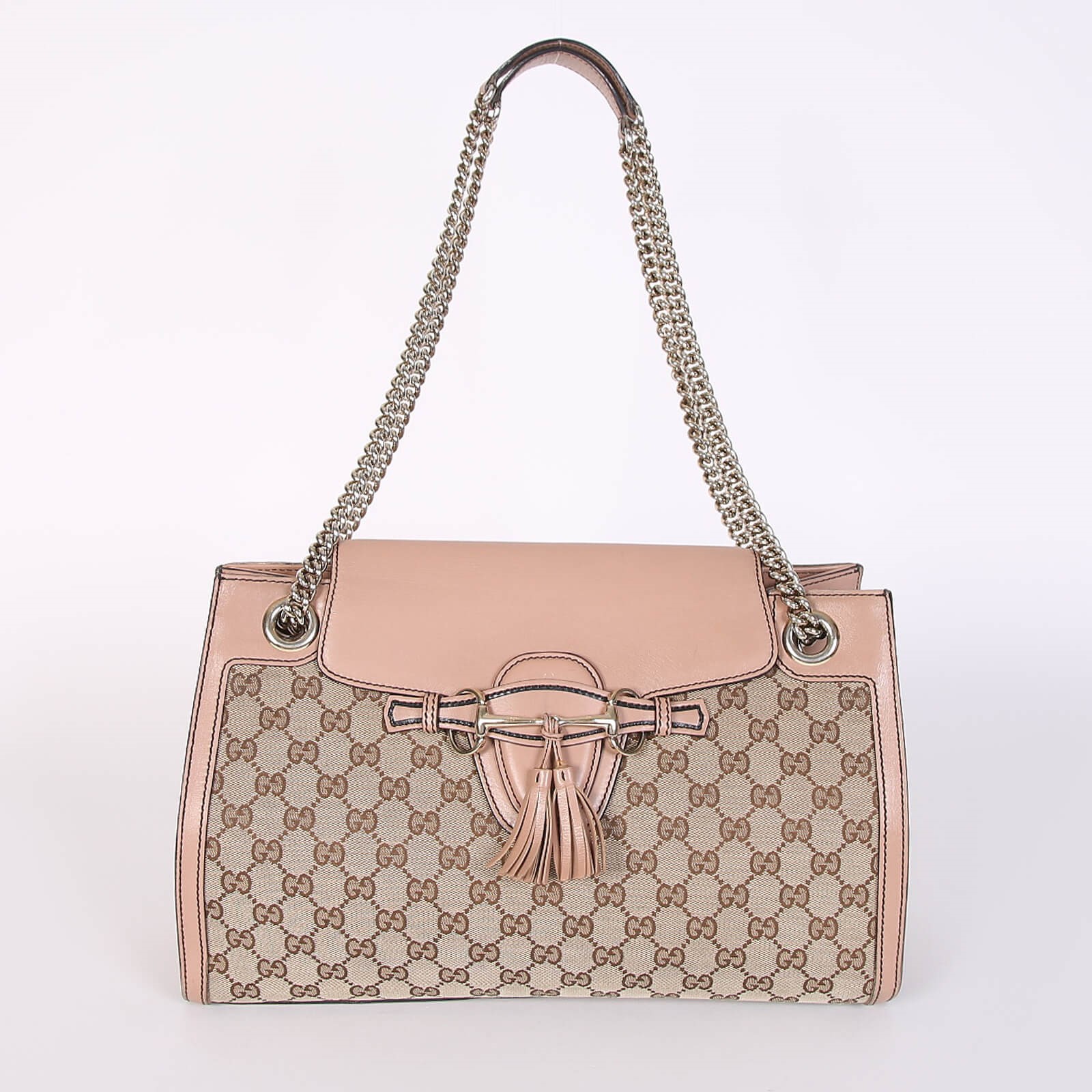 Gucci Emily Large GG Canvas Chain Shoulder Bag Pink www.luxurybags