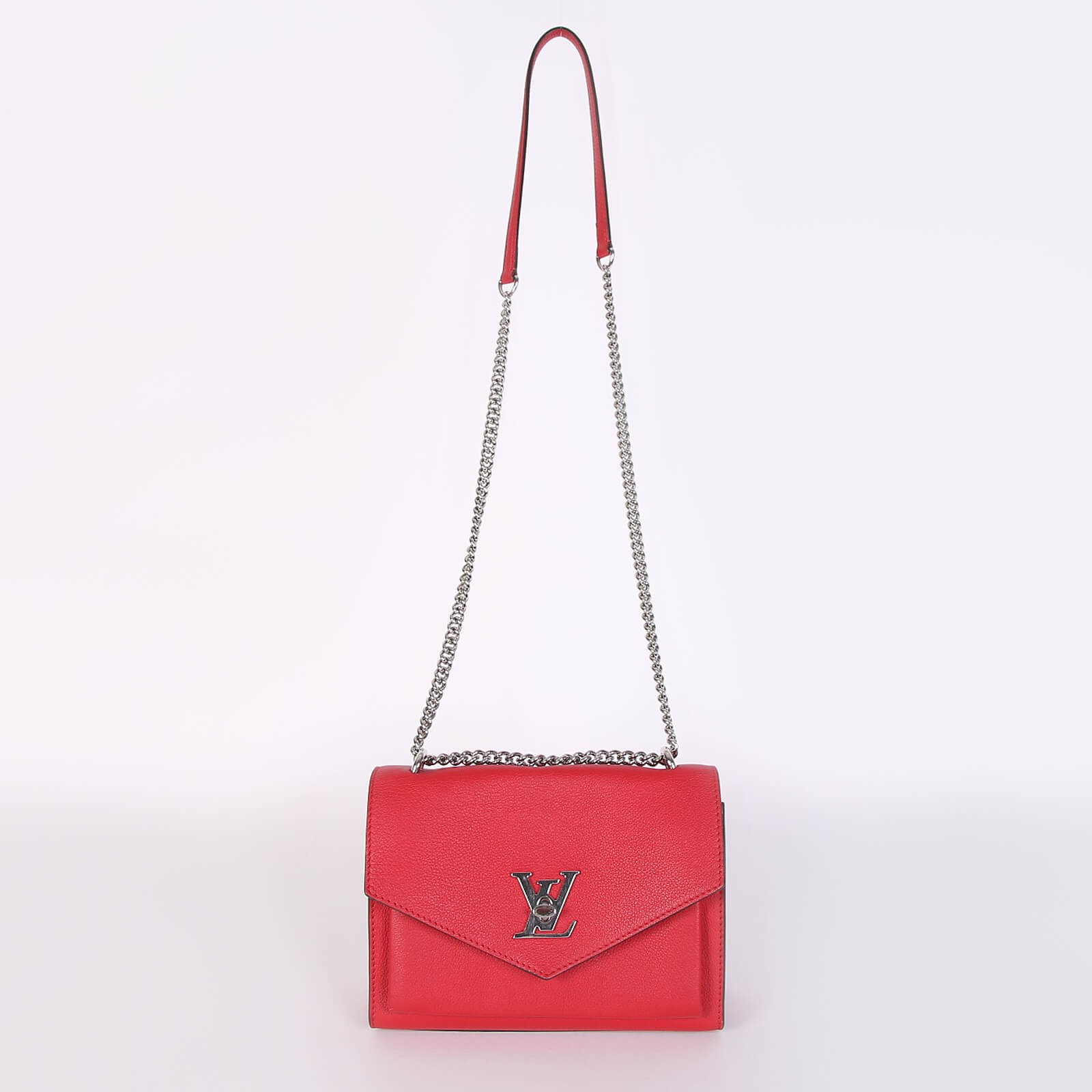 Louis Vuitton MyLockMe BB Leather Chain Bag Scarlet www.luxurybags