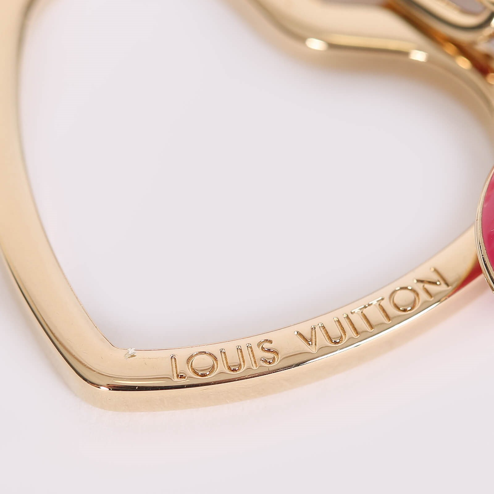 Louis Vuitton Porte Cles Valentine Heart Bag Charm Key Ring M00268 Pink Gold