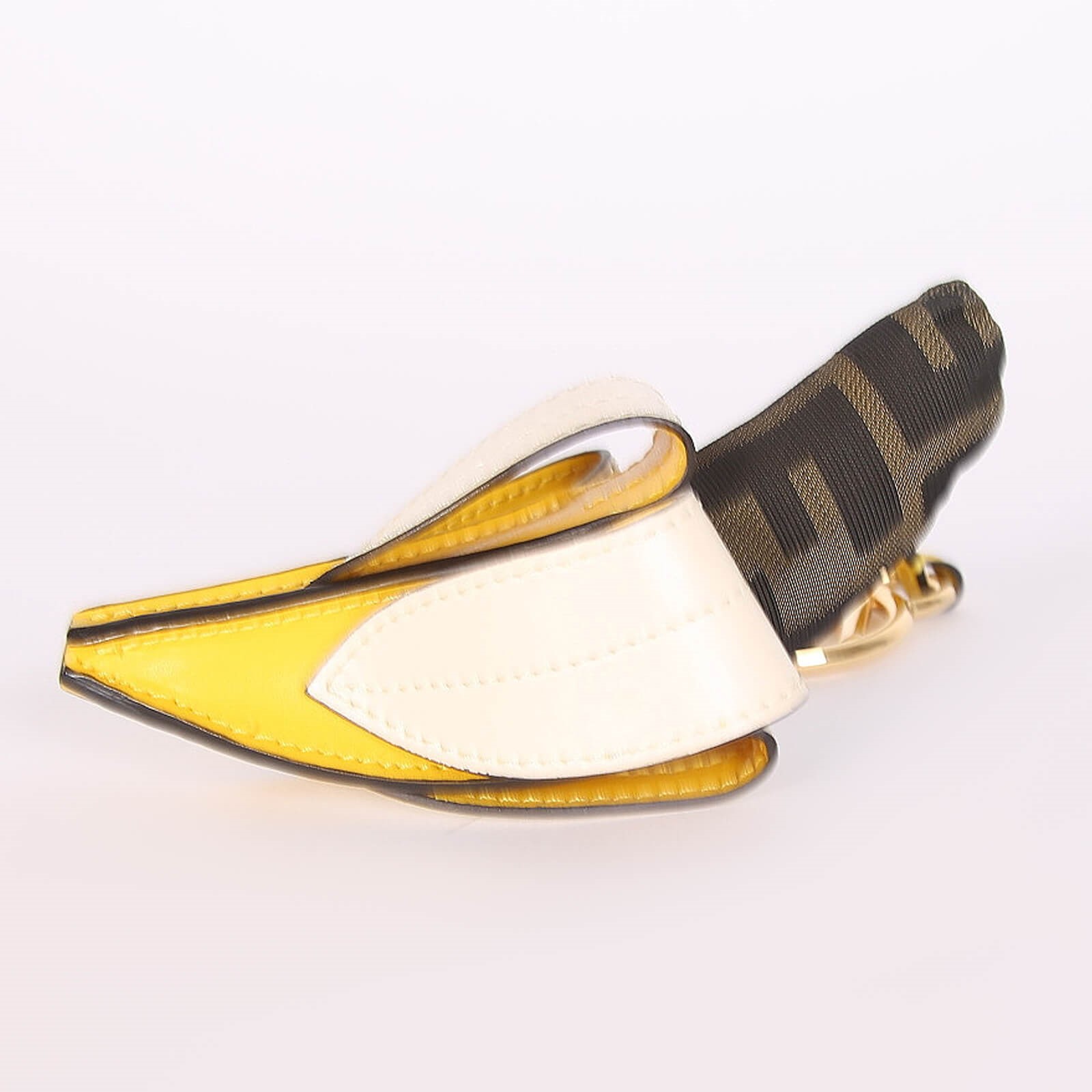 Fendi Banana Leather Jacquard Bag Charm Yellow www.luxurybags