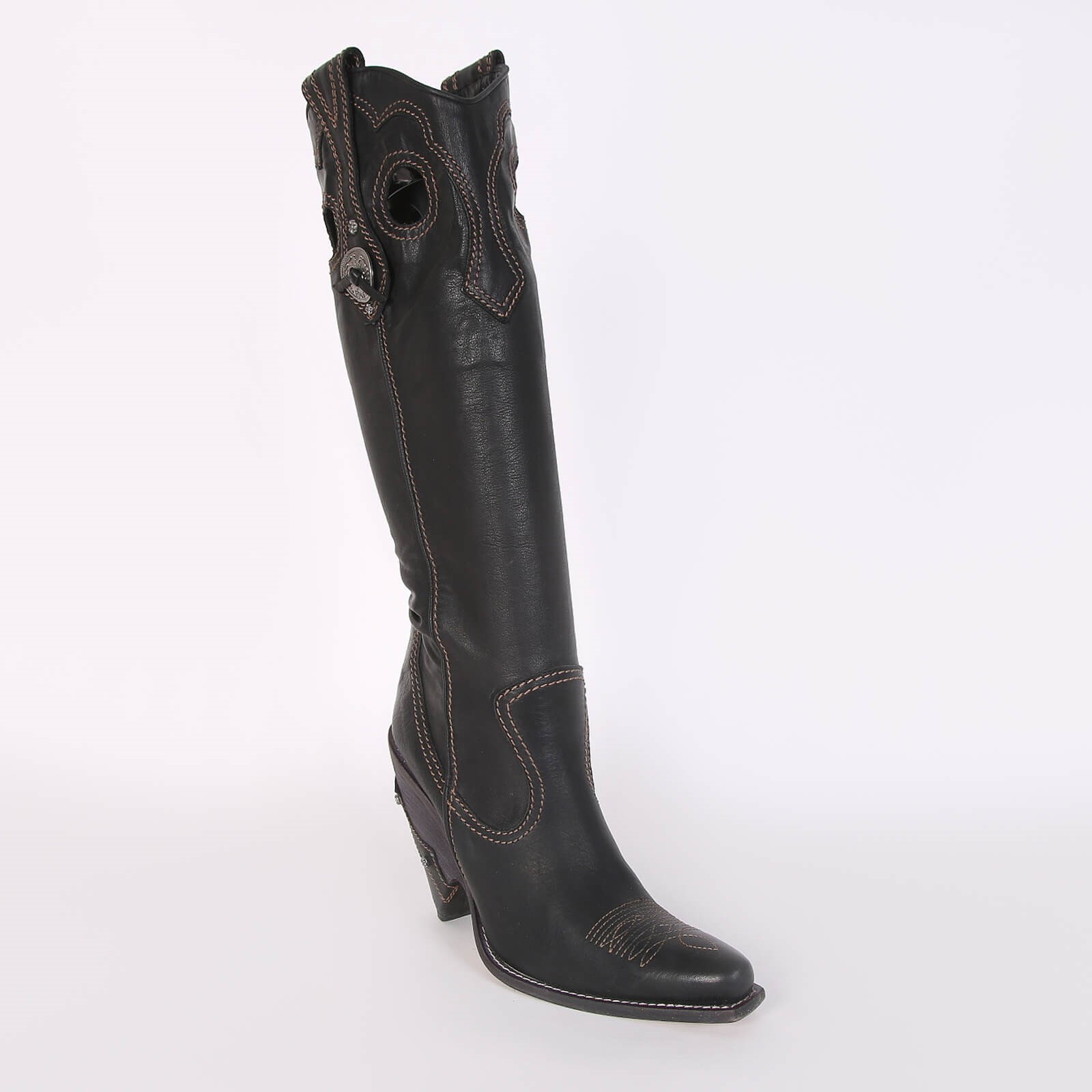 Black leather western boots online