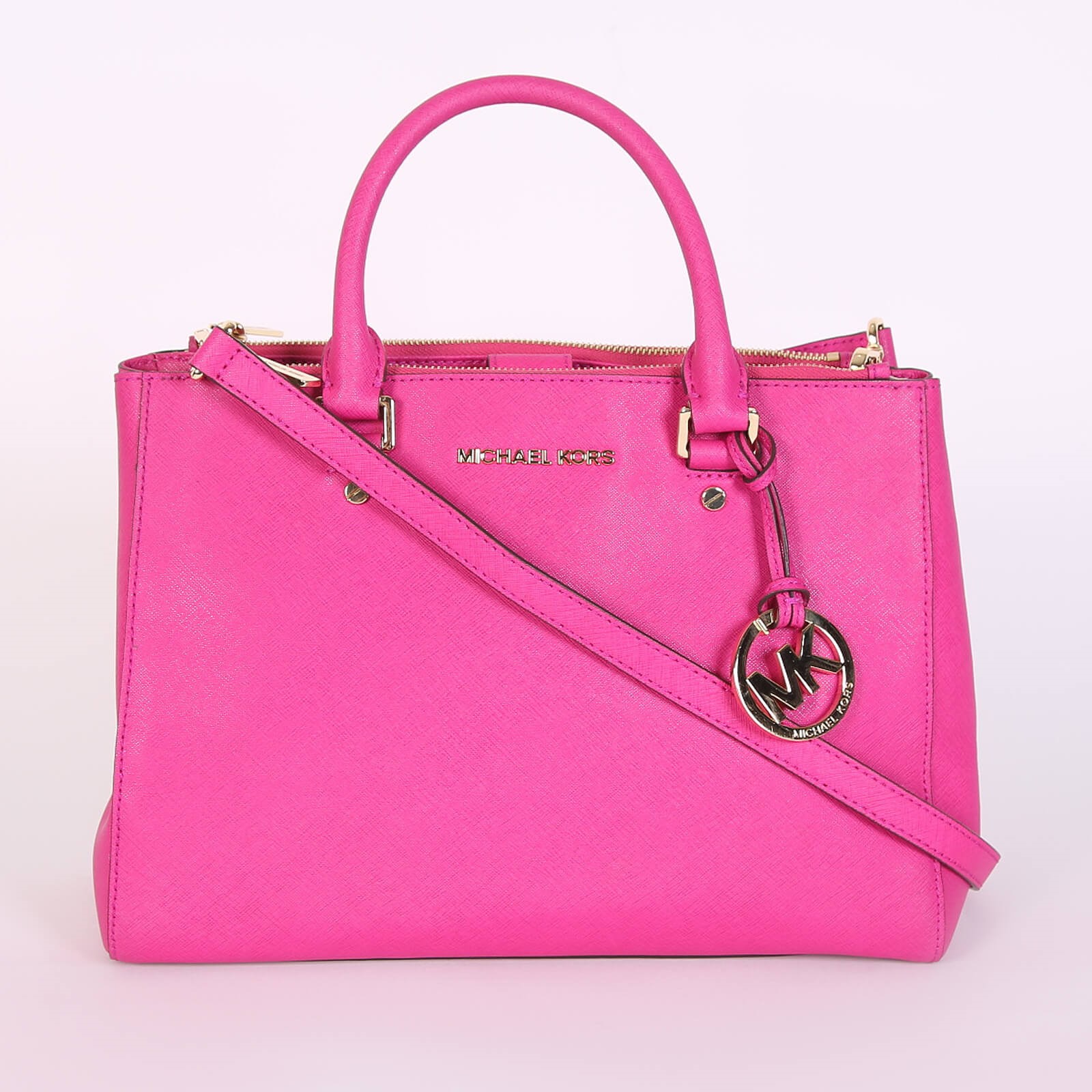 Michael Kors Kellen Medium Saffiano Leather Satchel Hot Pink