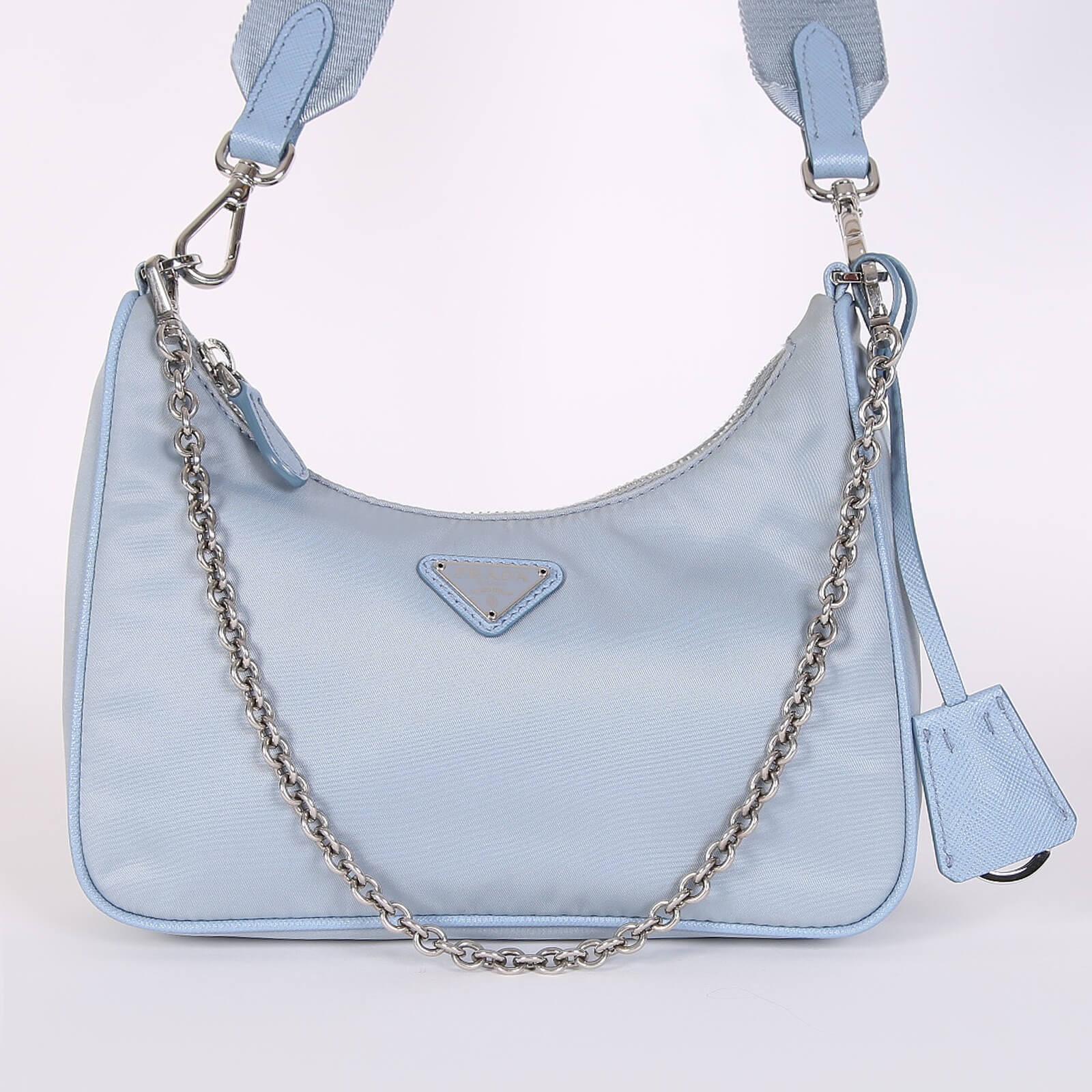 Prada Re Edition 2005 Nylon Shoulder Bag Light Blue www.luxurybags