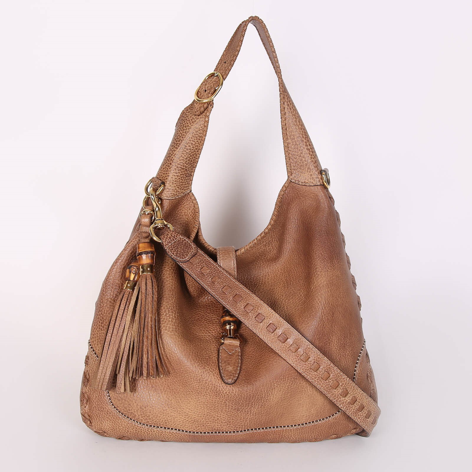 Gucci New Jackie Large Leather Shoulder Bag Brown www.luxurybags