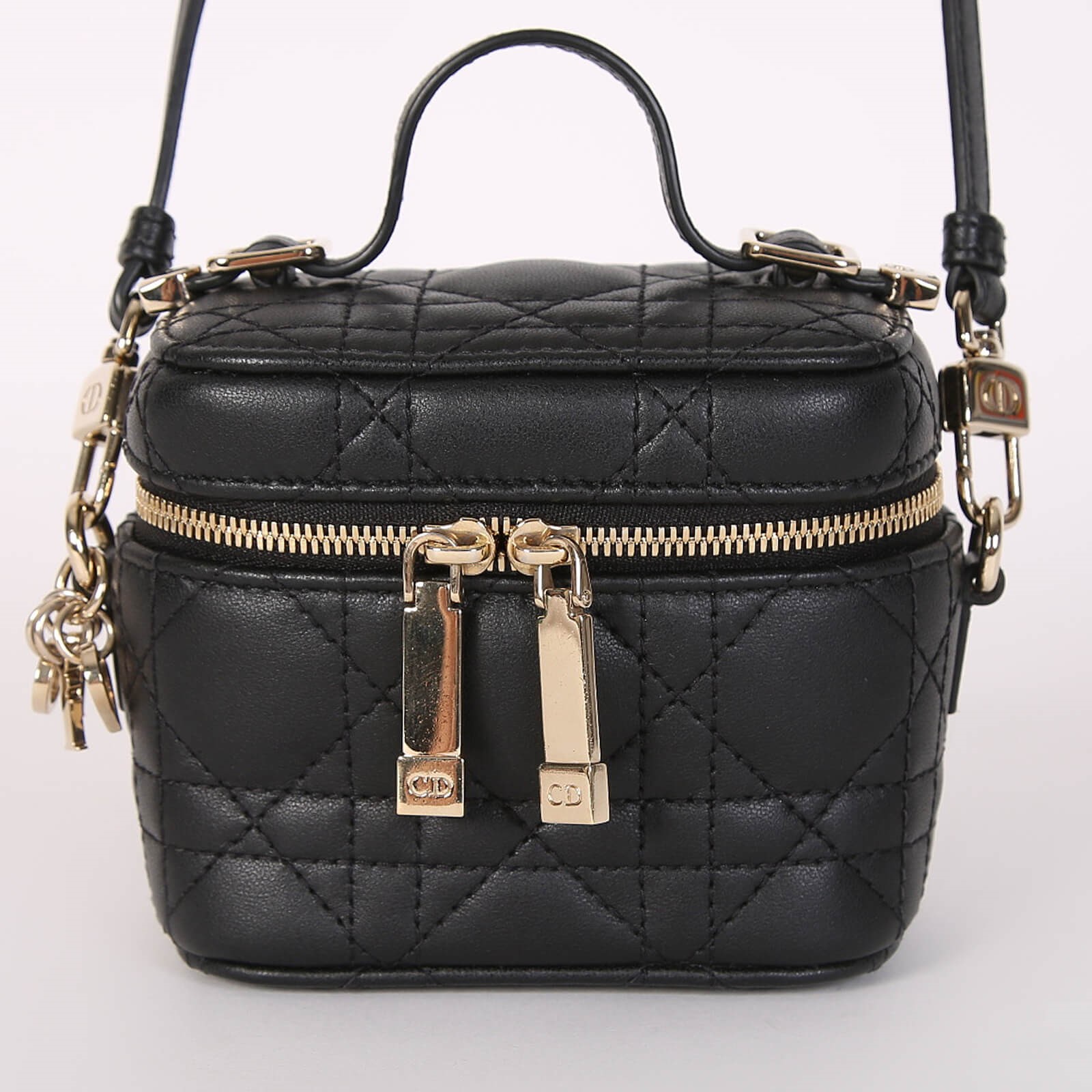 Dior Lady Dior Cannage Lambskin Micro Vanity Case with Strap Noir www.luxurybags