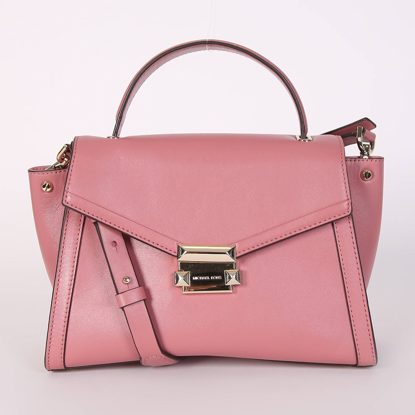 Michael Kors Whitney Medium Leather Satchel with Strap Rose www.luxurybags