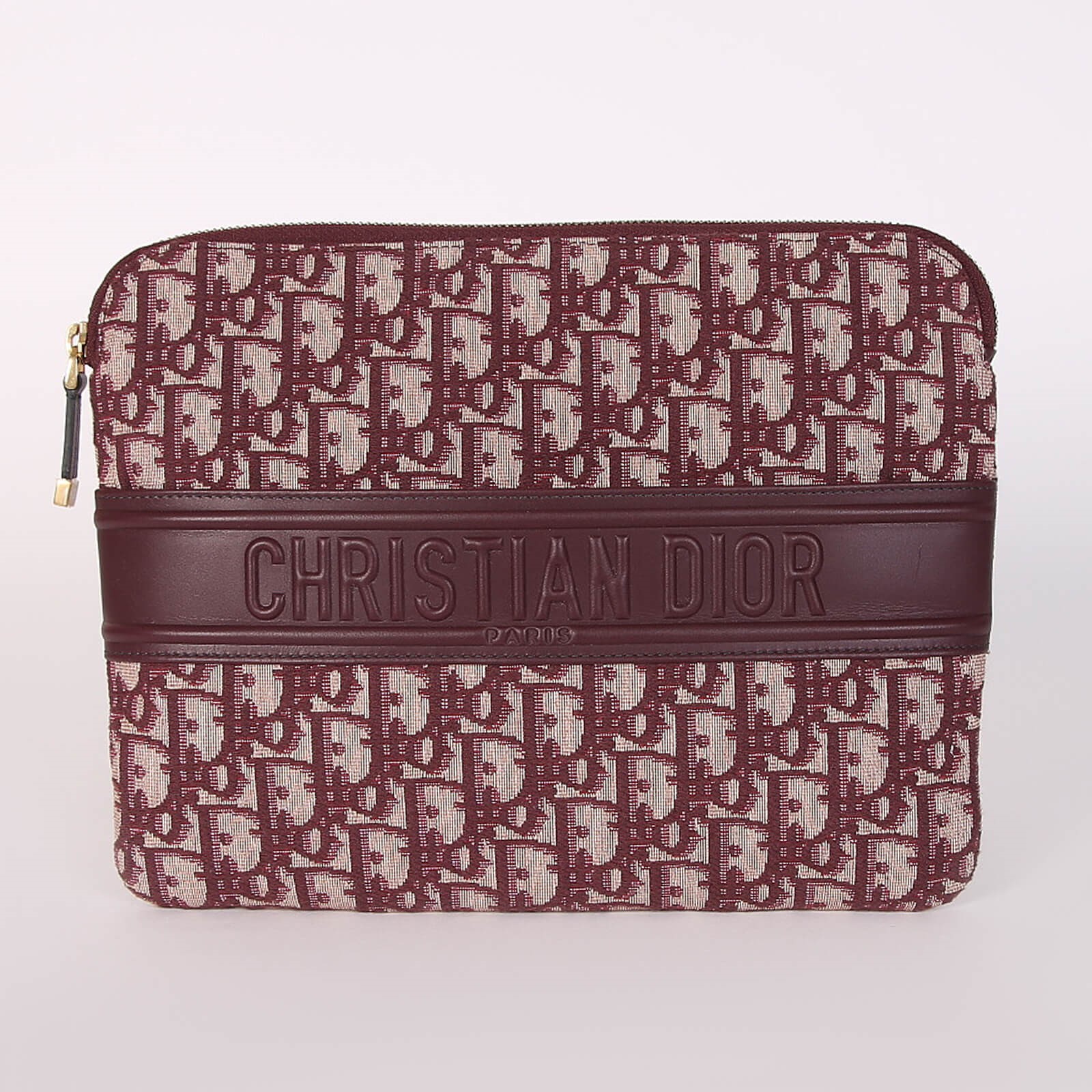 Dior Oblique Jacquard Canvas Clutch Burgundy www.luxurybags