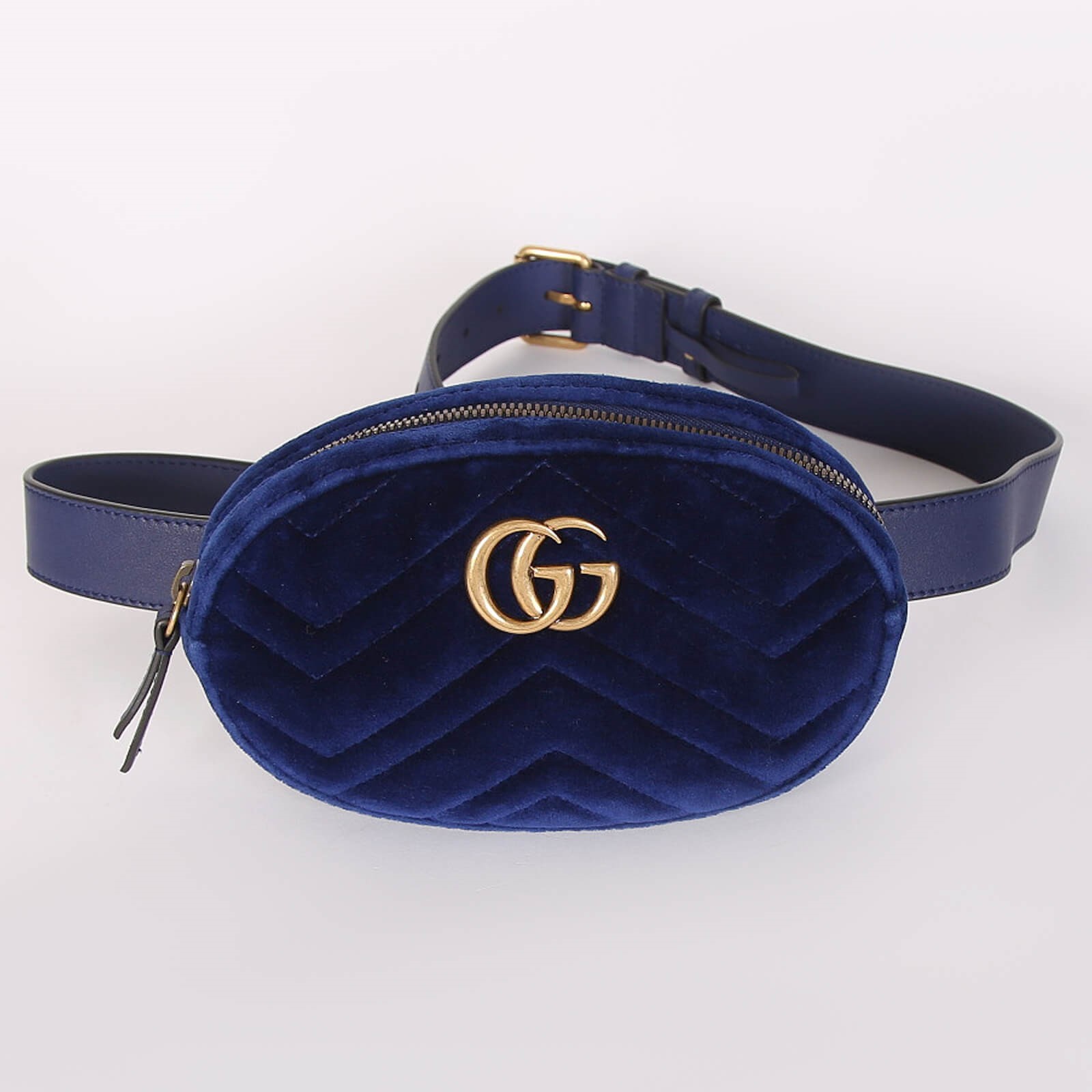 Gucci GG Marmont Matelasse Velvet Belt Bag Cobalt Blue 85 www.luxurybags