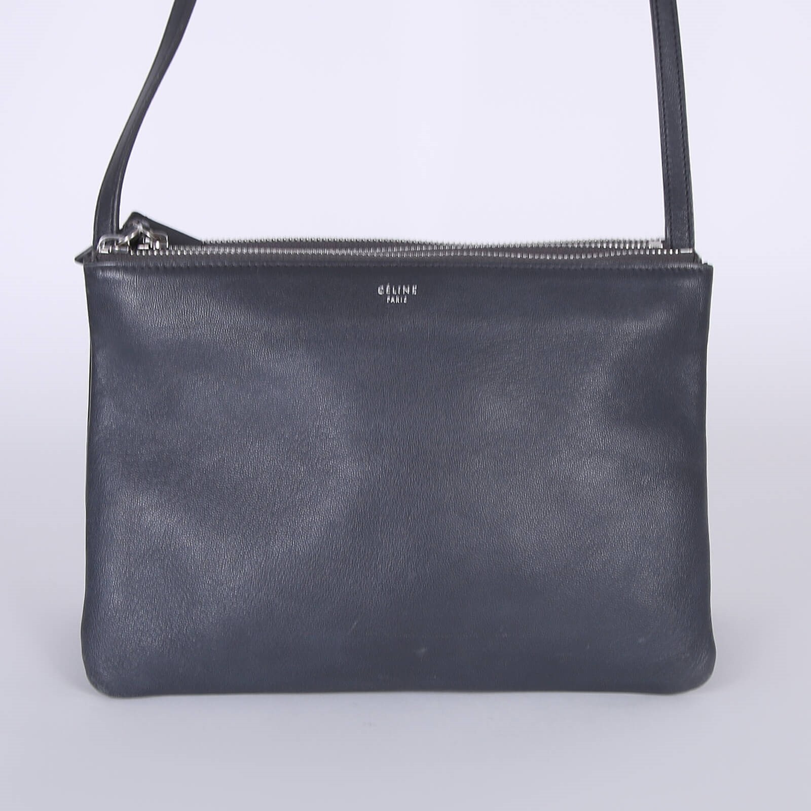 Celine Trio Large Smooth Lambskin Bag Dark Grey www.luxurybags