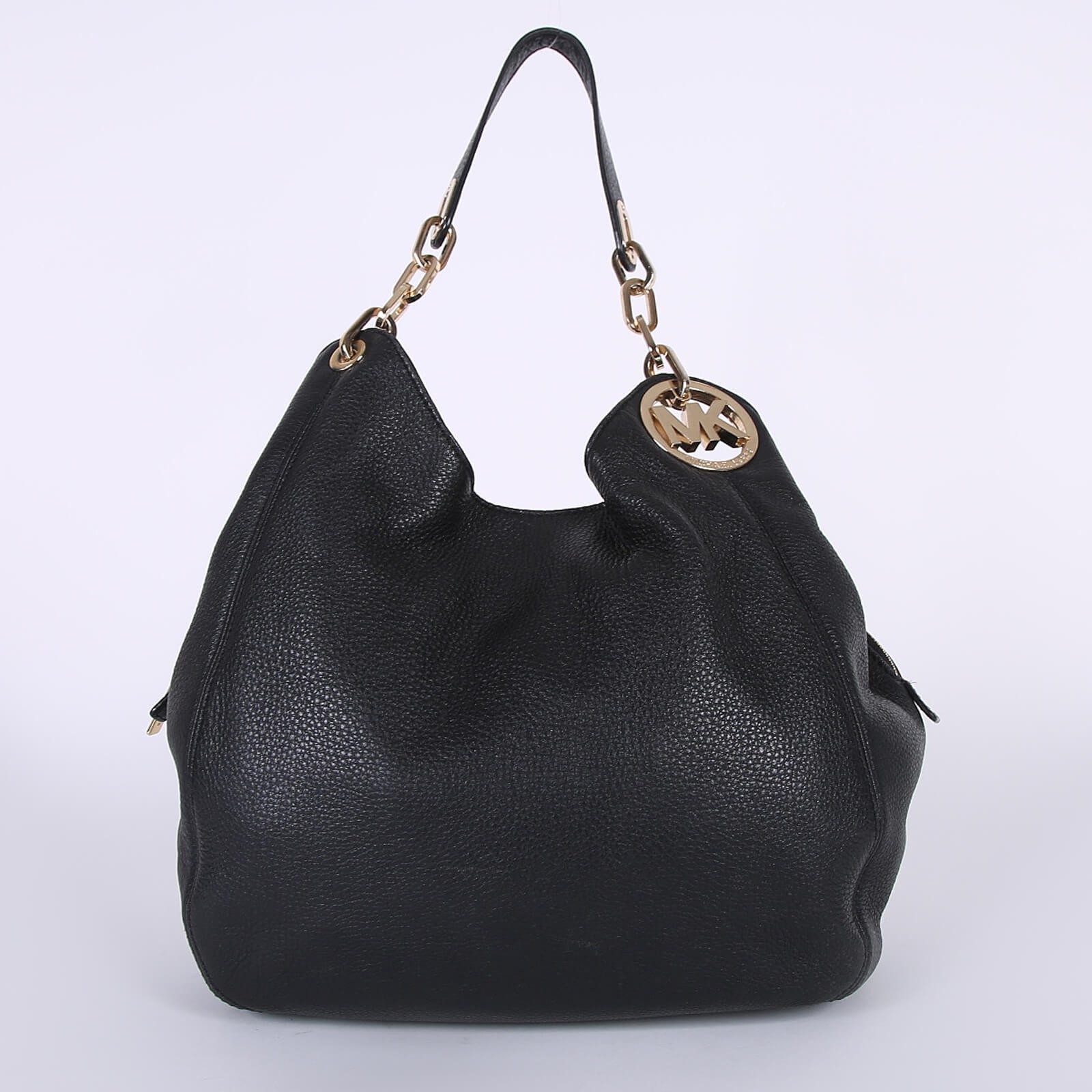 Michael Kors Fulton Leather Shoulder Bag Black www.luxurybags