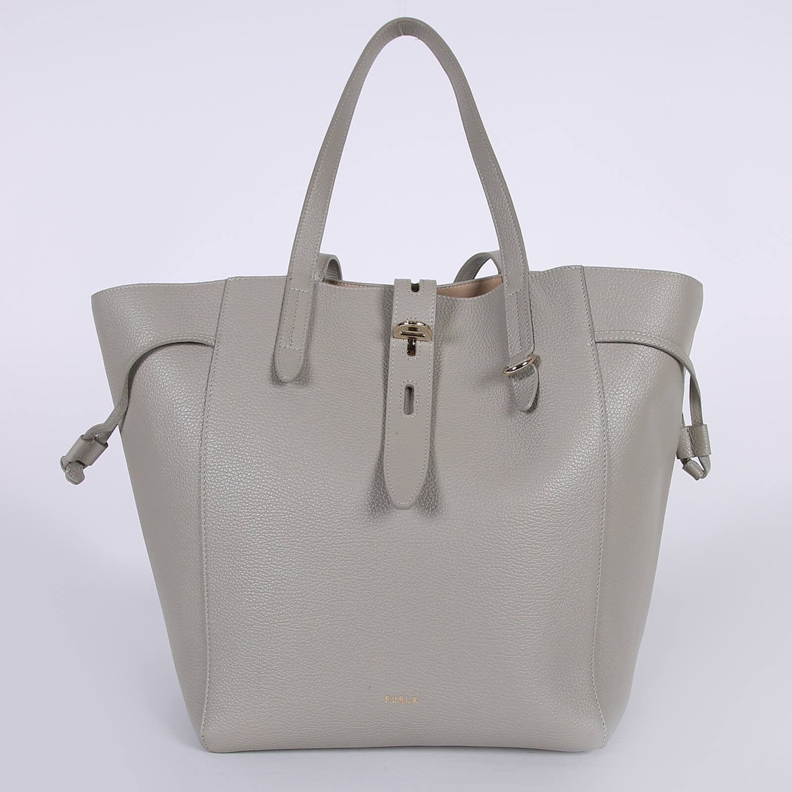 Furla gray leather bag sale