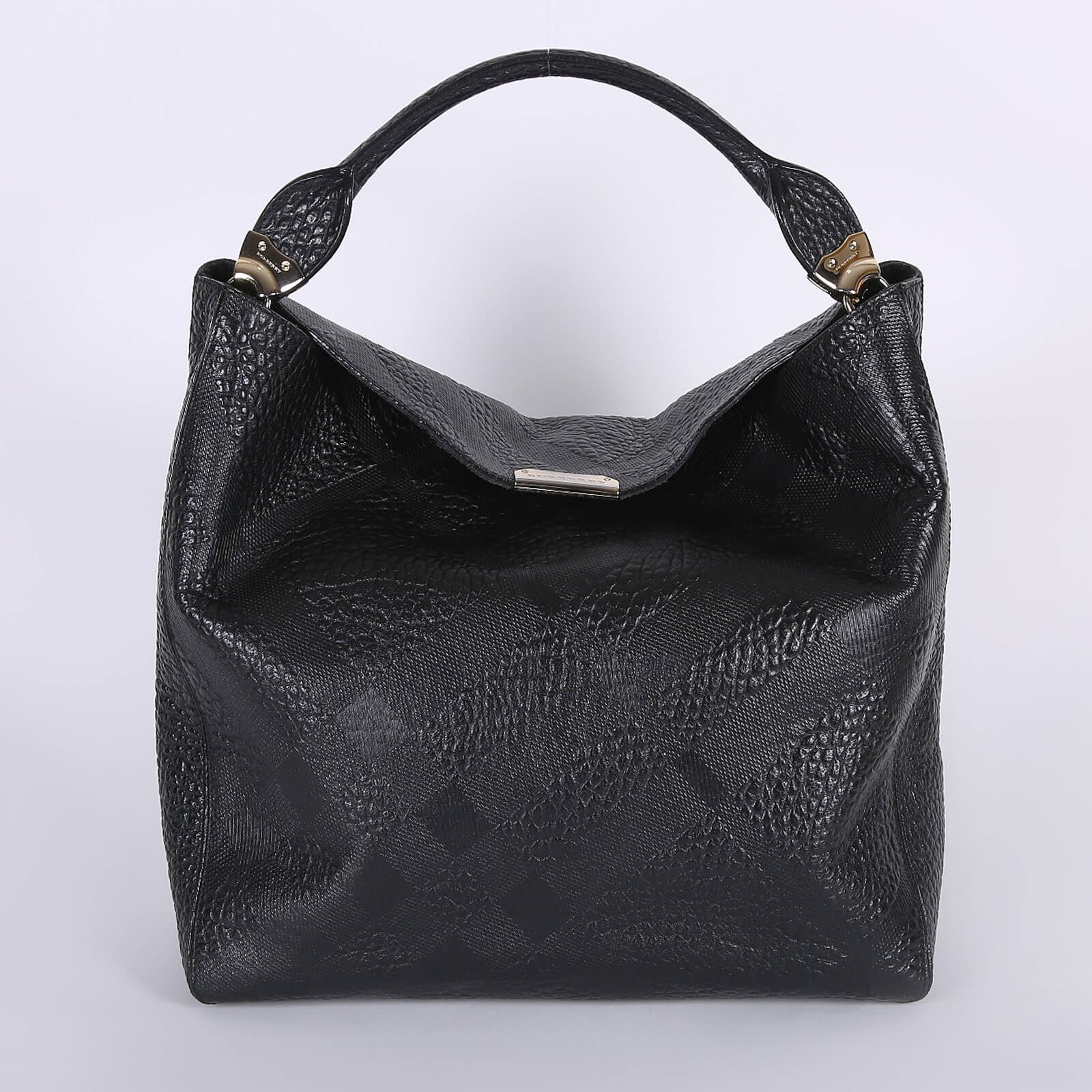 Burberry Lindburn Grain Leather Hobo Black www.luxurybags