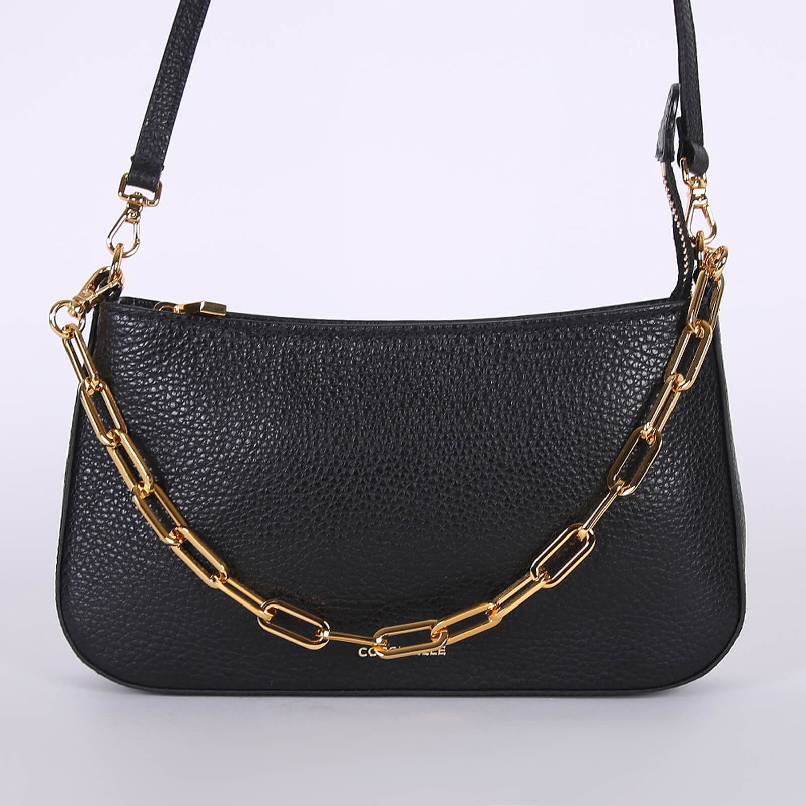 Coccinelle Grained Leather Chain Bag Black www.luxurybags