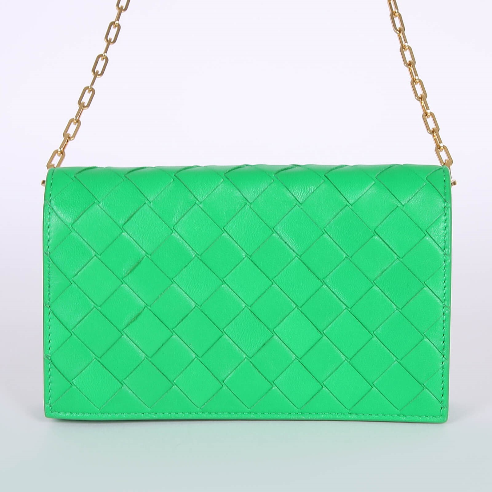 Bottega Veneta Intrecciato Nappa Mini Chain Crossbody Green www.luxurybags