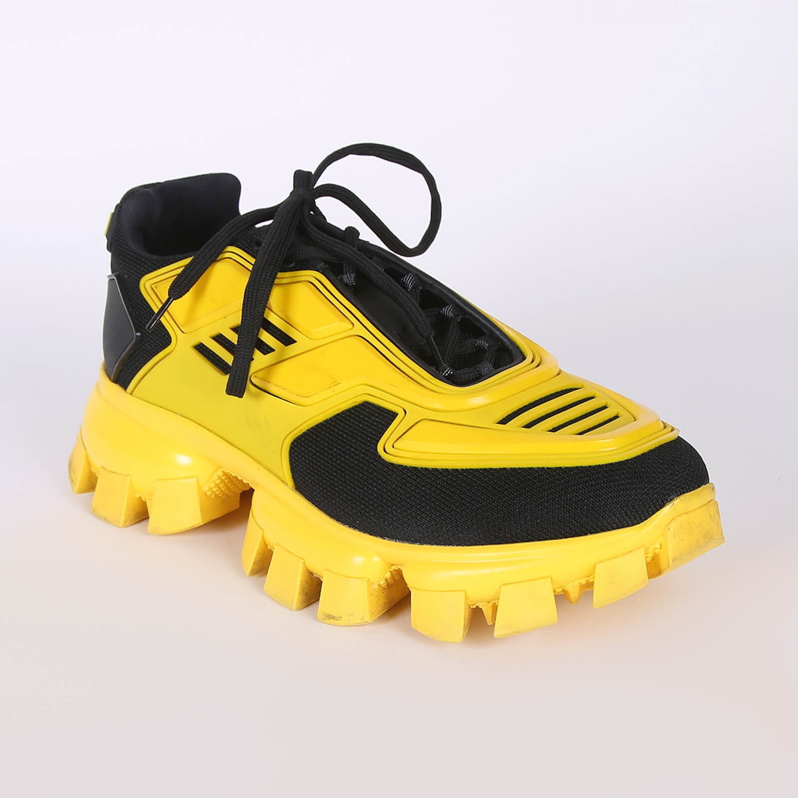 Black and yellow prada sneakers on sale