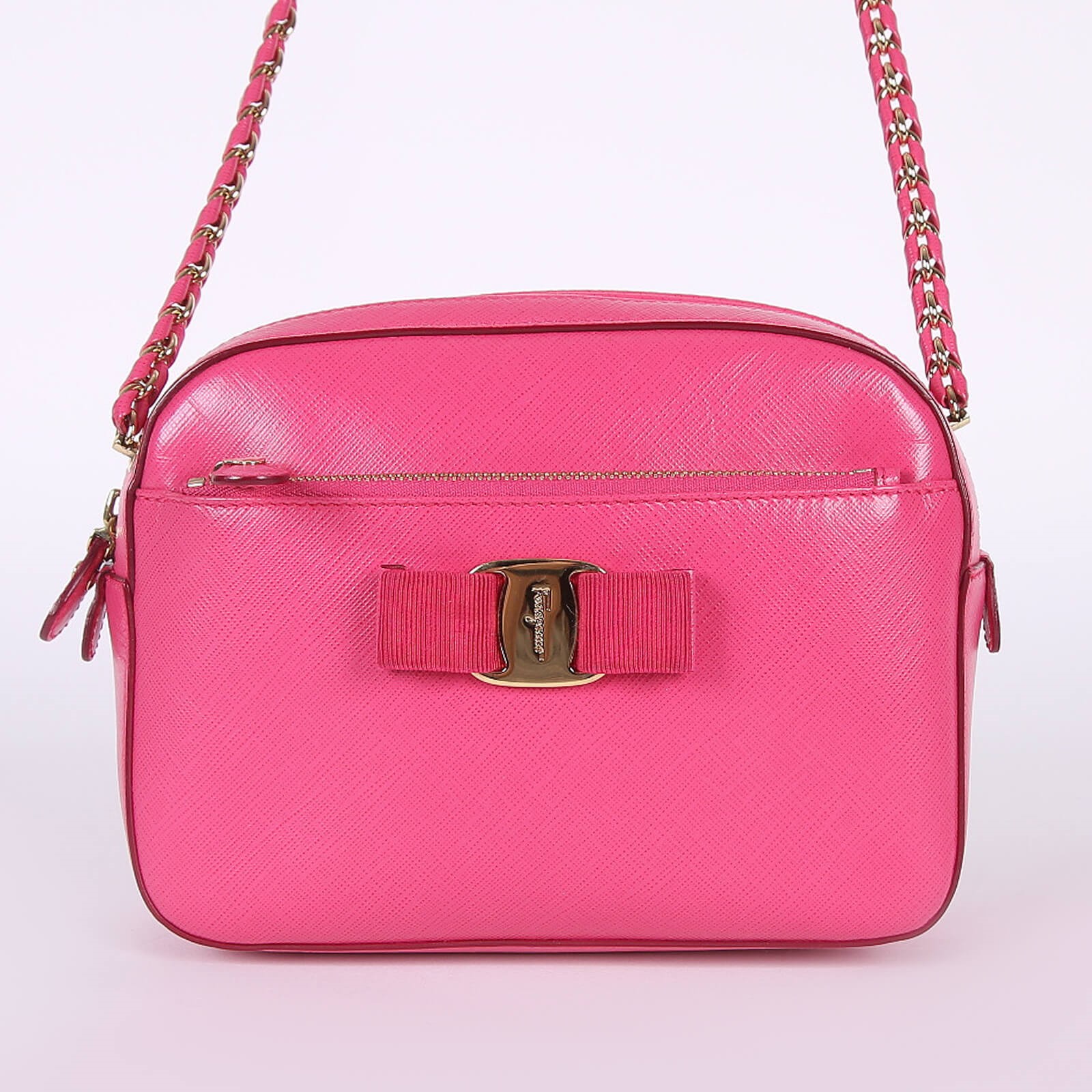 Salvatore Ferragamo Lydia Saffiano Leather Crossbody Bag Fuchsia www.luxurybags